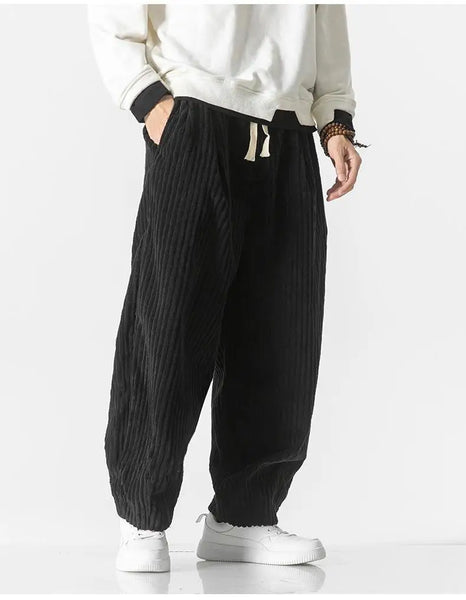 Baggy Pants - Drawstring - Loose Fit - Corduroy Pants - Men's Pants