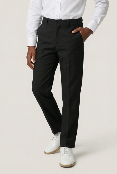 Boys School Trousers | Black Slim Fit | Adjustable Waist