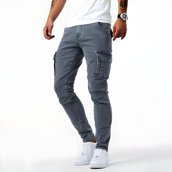 Cargo Jeans - Men's Slim Fit Stretch Denim