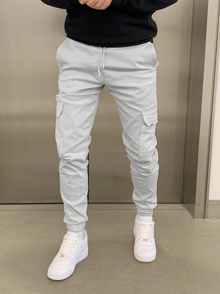 Cargo Joggers - Men's Skinny Drawstring Cargo Trousers