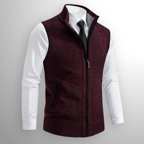 Knitted Gilet - Men's Sleeveless Wool Zip Up