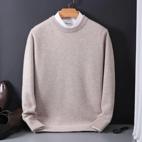 Knitted Jumper - Men's Plain Crew Neck Jumper