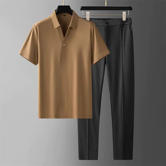 Men's Co-Ord Set | T-Shirt | Slack Pants | Two-Piece Set | Men's Clothing