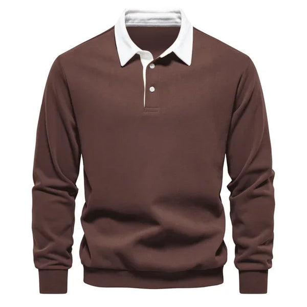 Polo Jumper - Long Sleeve - Quarter Button-Up - Polo Sweater - Men's Polo Shirts
