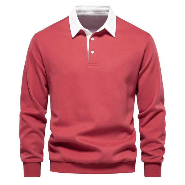 Polo Jumper - Long Sleeve - Quarter Button-Up - Polo Sweater - Men's Polo Shirts