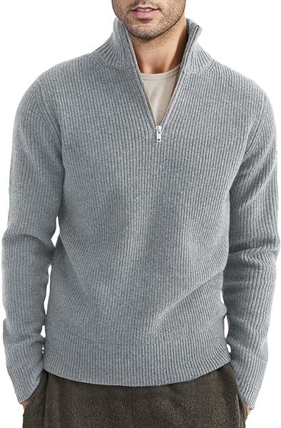 Quarter Zip Jumper | Knitted | Rib Knit | Polo Sweater | Men's Half Zip Jumper
