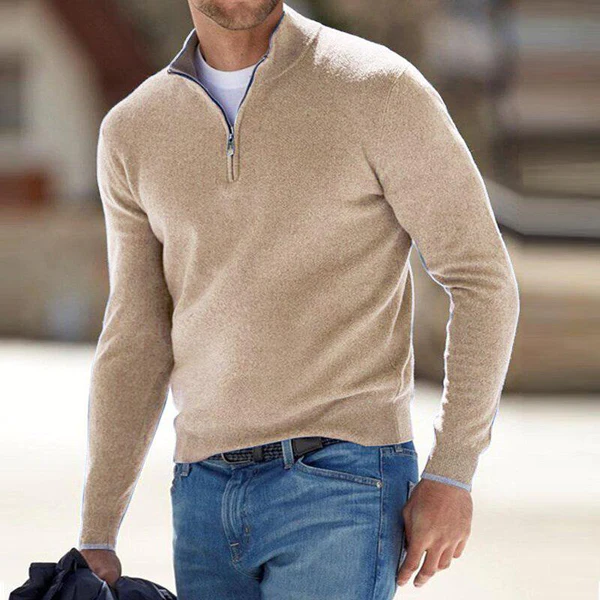 Quarter Zip Jumper - Men's Knitted Long Sleeve Half Zip