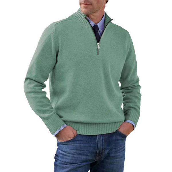 Quarter Zip Jumper - Men's Knitted Long Sleeve Pullover
