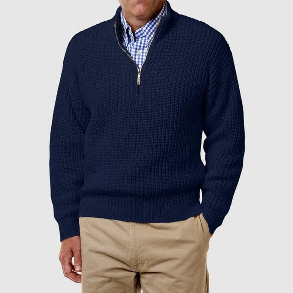 Quarter Zip Jumper - Men's Long Sleeve Knitted