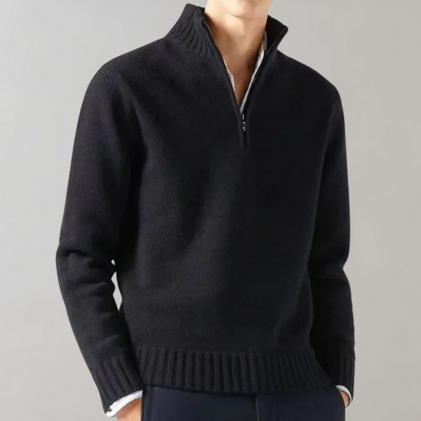 Quarter Zip Jumper - Men's Regular Fit Knitted