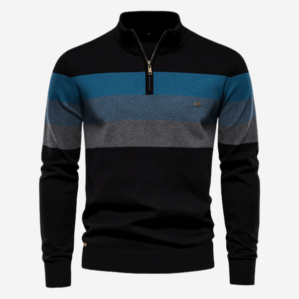 Quarter-Zip-Jumper-Mens-Striped-Knitted-Pullover-Strickwaren-Chaps-London-Black-S-Chaps-London-4_600x600.png