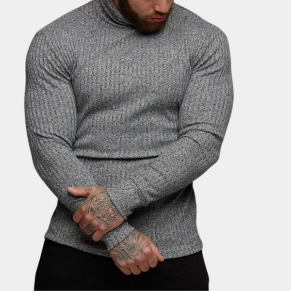 Roll Neck Jumper - Men's Slim Fit Long Sleeve Turtleneck Sweater