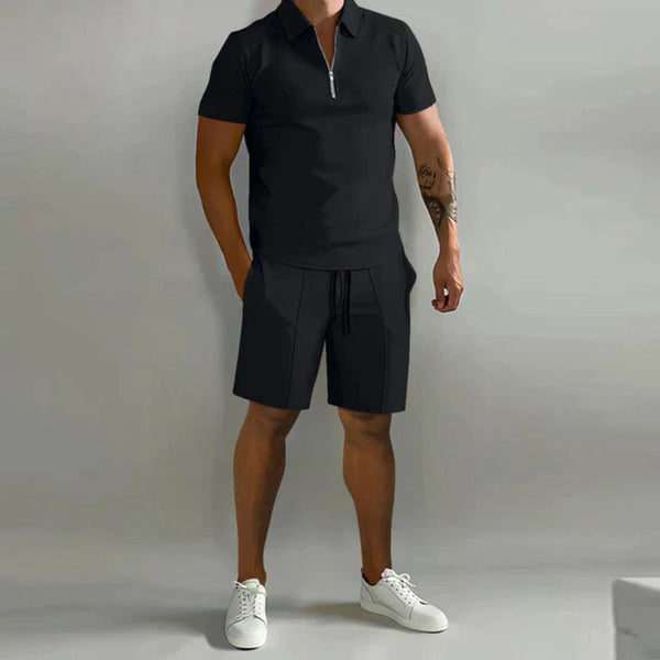 Shorts and Tshirt Set | Quarter Zip | Polo Shirt | Two-Piece Set | Men's Summer Clothes