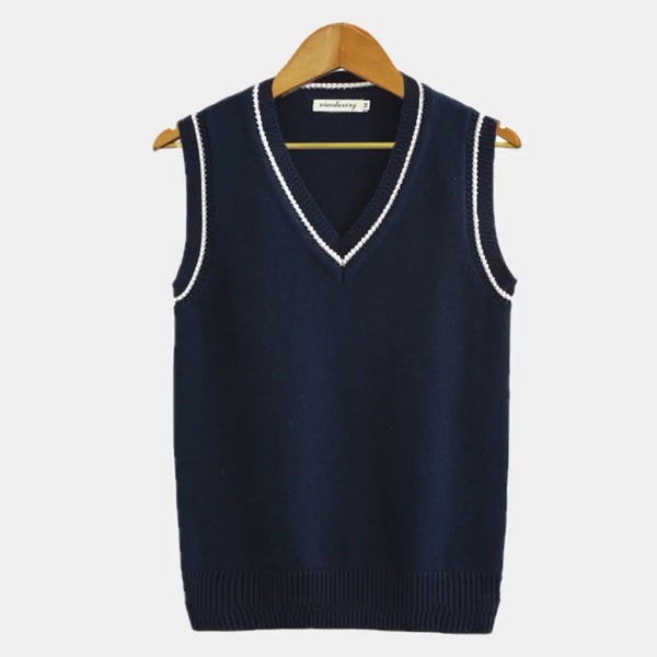 Sleeveless Jumper - Knitted - V-Neck - Sweater Vest - Men's Clothing
