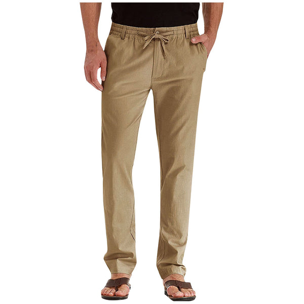 Straight Leg Trousers - Men's Elastic Waist Loose Fit