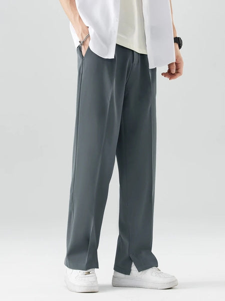Summer Trousers - Men's Lightweight Elastic Waist Straight Leg