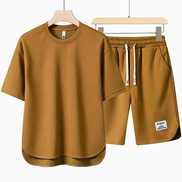 T-Shirt and Shorts Set - Casual - Sweat Shorts - Two-piece Set - Men's Clothing