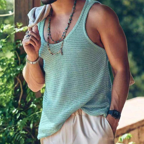 Tank Top - Men's Casual Loose Fit Sleeveless Knit Tank Top
