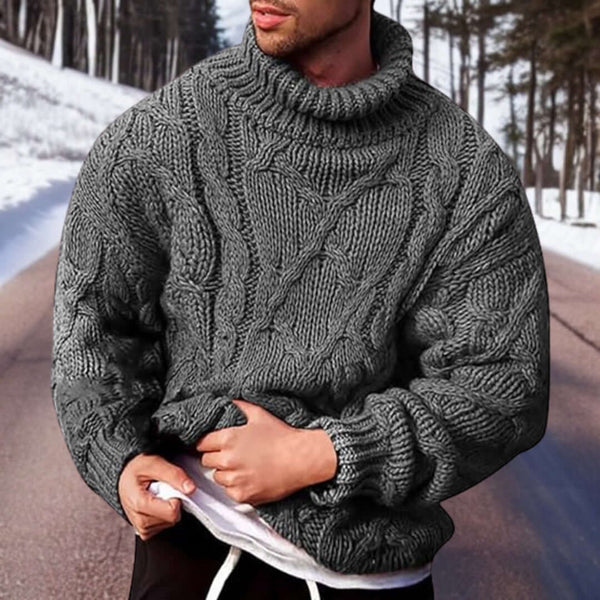 Turtleneck Jumper - Men's Chunky Knitted Roll Neck