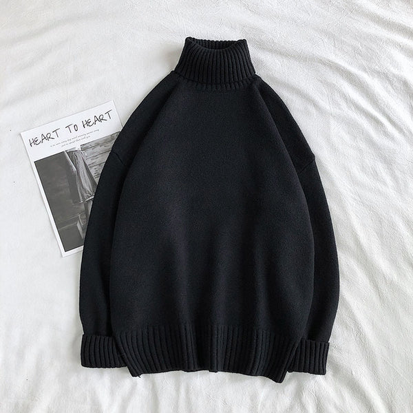 Turtleneck Jumper - Men's Oversized Roll Neck Knitted Jumper