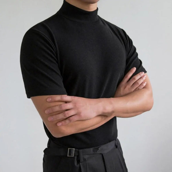 Turtleneck T-Shirt - Men's Plain High Neck
