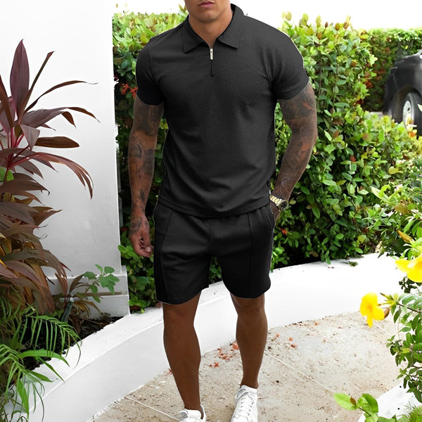 Two-Piece Set - Men's T-Shirt and Shorts Co-Ord Set for Summer