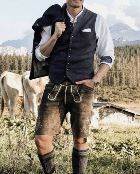 Men's Lederhosen | Suede | Embroidered | Oktoberfest Outfit